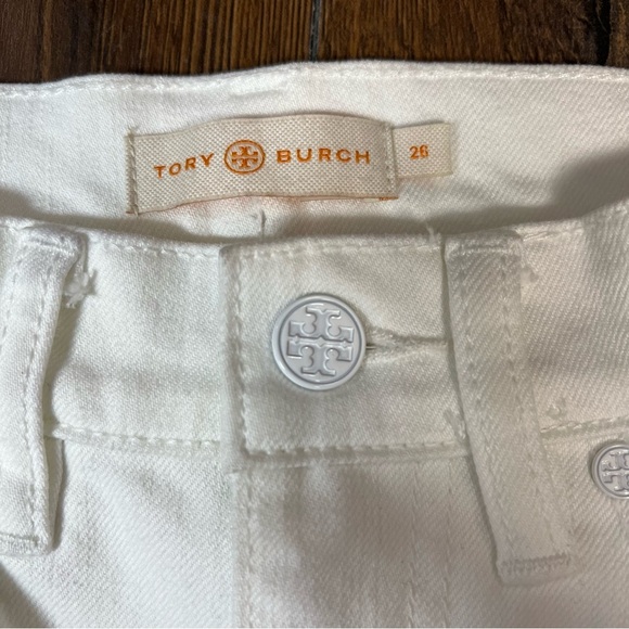 Tory Burch Keira Straight-Leg White Rinse Wash Jeans SZ 26/2 - Picture 8 of 13
